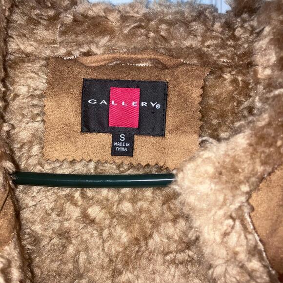 Vintage Y2K Gallery Tan Suede Sherpa Penny Lane Trench Coat-size Small - Picture 10 of 15